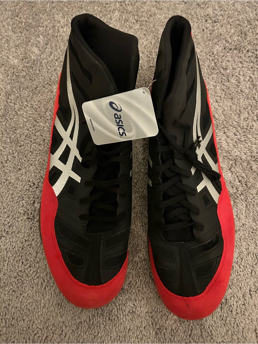 NWT ASICS Aggressor Wrestling Shoes Black Red Men’s Wrestling Boots